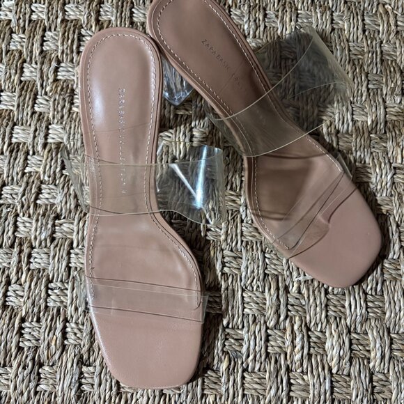 Zara Basic Collection clear strappy sandals with chunky lucite heel - Picture 3 of 8